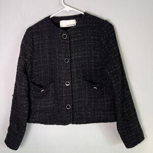 Pink Martini Women's Black Tweed Blazer Sz XS Preppy Capsule Contemporary Spring